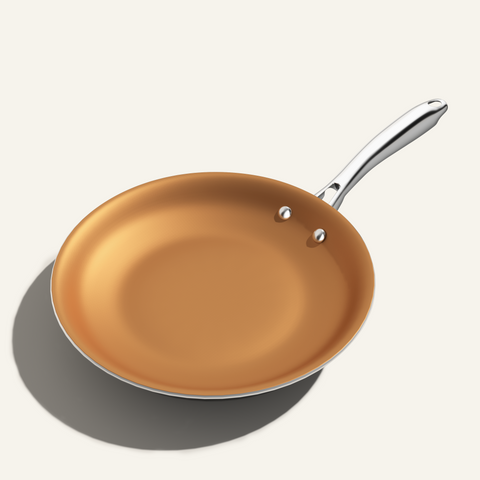 Copper Pan 10 Inch Copper Frying Pan with Lid - Nonstick - HomeHero